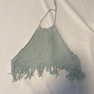 Small baby blue crochet crop top